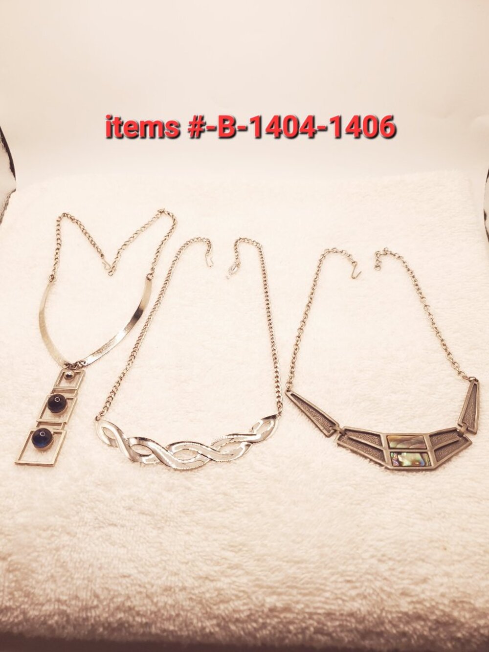 3 Silver Chain Hook Necklaces , items # B- 1404-1406,.  wt. 66 grams.